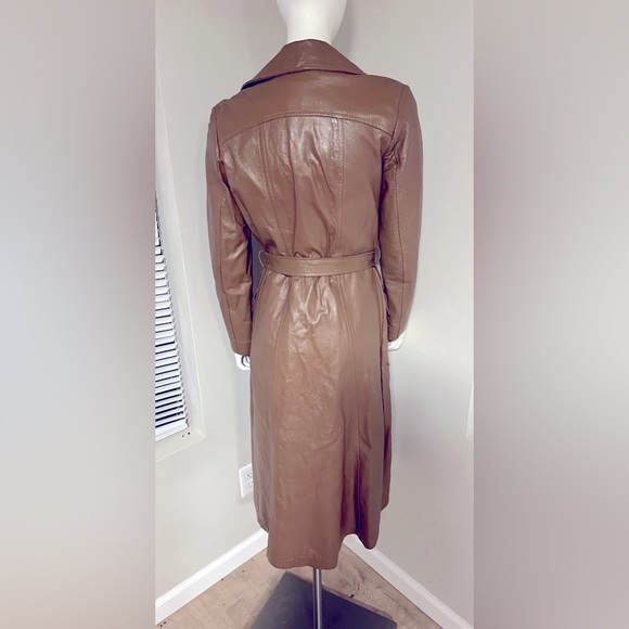 Vintage leather trench coat size 4 super cute! - Picture 4 of 7